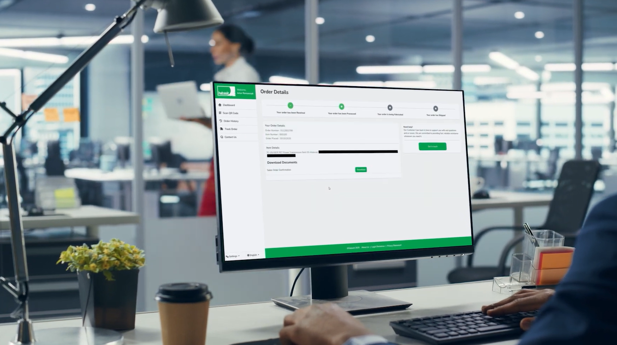 Computer screen woth Habasit360 app 