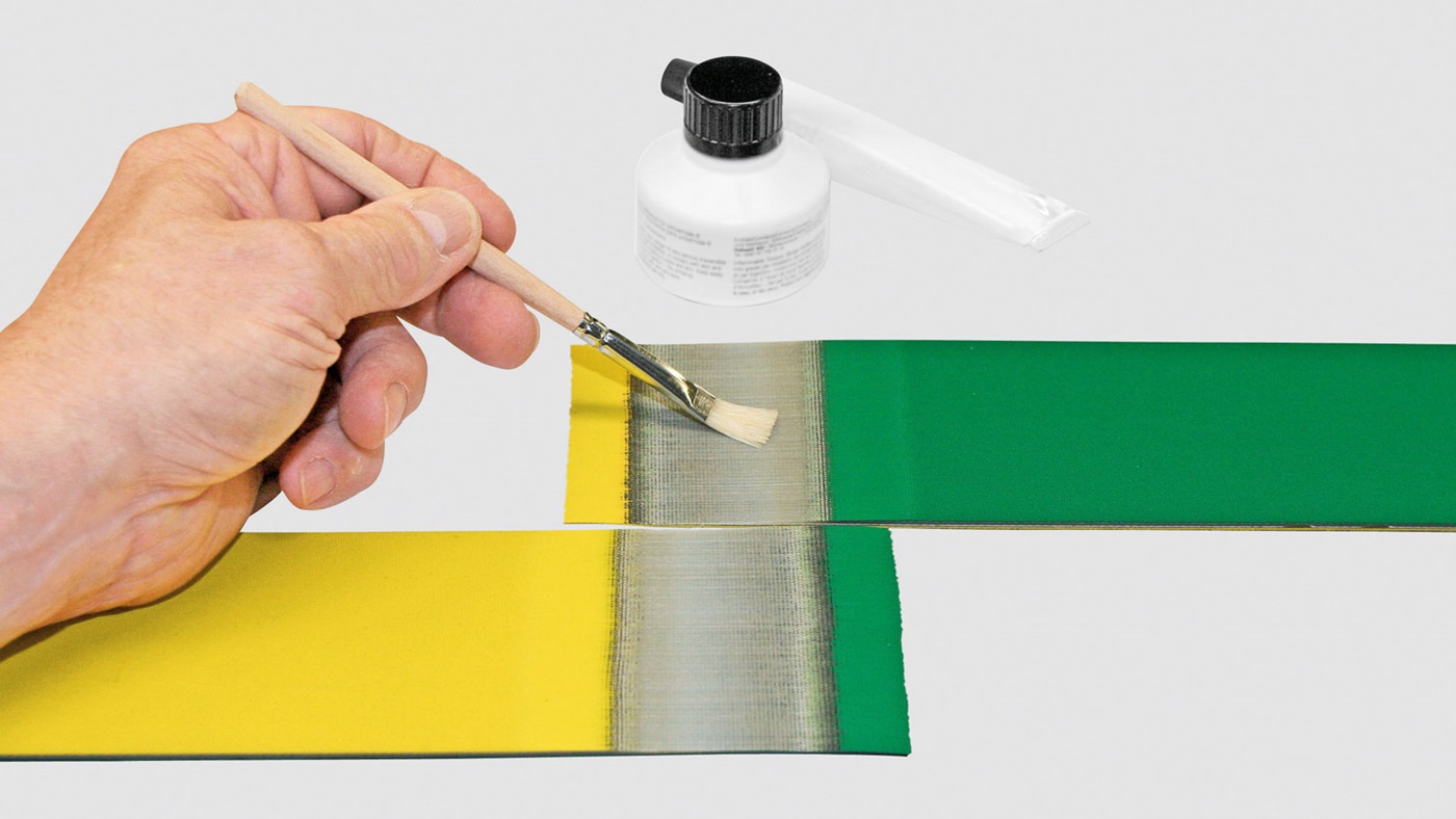 Applying adhesive to a Thermofix joint.
